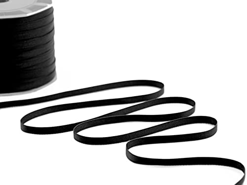 Zorzetto s.r.l. Furlanis - Double Satin Ribbon, Decoration, Gift, Christmas Packing, Wedding, Party, Made in Italy - Black, 6 mm x 100 m