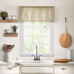 "Elrene Home Fashions 26865775433 Solid Hemstitched Rod Pocket Valance Kitchen/Café Window Curtain, 60"" x 15"", Linen"