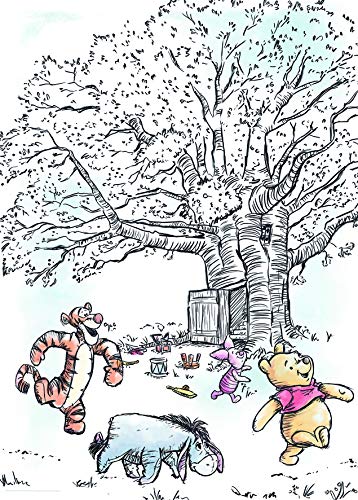 Disney Wall Picture by Komar Winnie The Pooh Playground Children's Room, Baby Room, Decoration, Art Print, Size 50 x 70 cm (Width x Height), Without Frame, WB063-50 x 70, Colourful