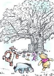 Disney Wall Picture by Komar Winnie the Pooh Playground Children's Room, Baby Room, Decoration, Art Print, Size 50 x 70 cm (Width x Height), Without Frame, WB063-50 x 70, Colourful