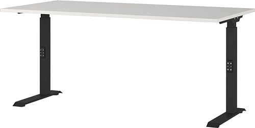 Germania Desk 7911-581, in light grey/black, me. height-adjustable, 160 x 91 x 80 cm (WxHxD)