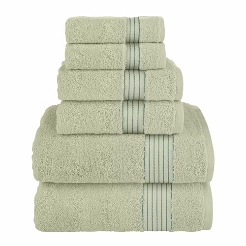 Elegant Comfort Premium Cotton 6-Piece Towel Set, Includes 2 Washcloths, 2 Hand Towels and 2 Bath Towels, 100% Turkish Cotton - Highly Absorbent and Super Soft Towels for Bathroom, Mint Green