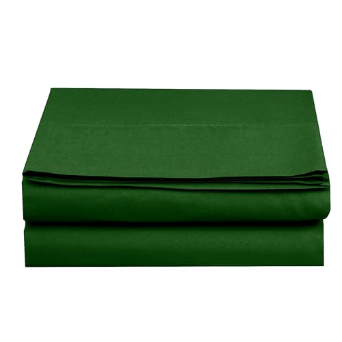 Elegant Comfort Premium Hotel Quality 1-Piece Flat Sheet, Luxury and Softest 1500 Premium Hotel Quality Microfiber Bedding Flat Sheet, Wrinkle-Free, Stain-Resistant, Queen, Hunter Green