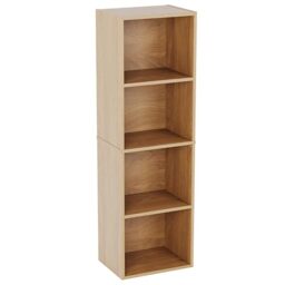 Vida Designs Oxford 4 Tier Cube Bookcase, Oak Wooden Shelving Display Storage Unit Office Living Room Furniture