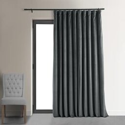 "HPD Half Price Drapes Extra Wide Signature Velvet 108 Inch Long(1 Panel) 4-Pass Hotel Lined Window Thermal Blackout Curtains for Bedroom 100W x 108L, Natural Grey, 100"" W x 108"" L (Pack of 1)"