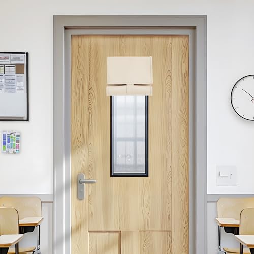Vatge Classroom Door Window Cover - W10 x L30, 1 Panel, Light Beige, Classroom Curtain for Entry Privacy, Room Darkening Door Window Covering