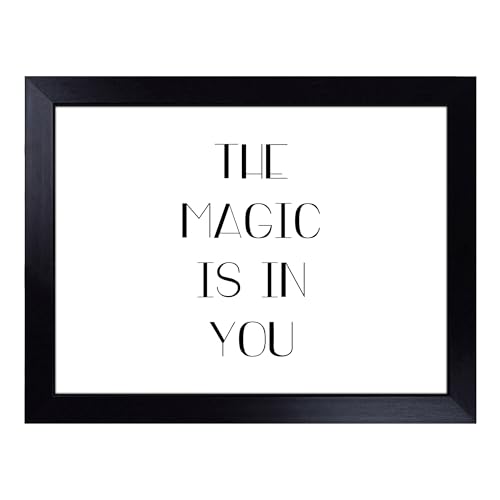 Lap Tray with Bean Bag Cushion, The Magic is in You Typography Quote - Handmade in the UK, Raised Wooden Edge, Padded Cushion, Heat-Resistant Wipe-Clean Surface, for Meals, Laptops and Crafts