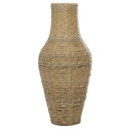 "Deco 79 Faux Seagrass Handmade Tall Woven Floor Vase, 12"" x 12"" x 28"", Brown"