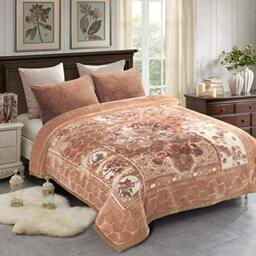 JML Korean Style Mink Velvet Fleece Blanket, 10 Pounds Heavy Plush Soft Winter Blanket, Khaki Floral