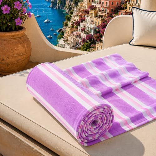 PETTI Artigiani Italiani - Microfibre Beach Towel, Beach or Pool Towel, Beach Towel, Large 90 x 180 cm, Millerighe 17
