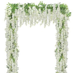 U'Artlines 5Pcs 7.2Ft/Piece Artificial Wisteria Garland Silk Fake Flower Hanging Greenery Vines Rattan for Home Garden Wedding Arch Party Indoor Outdoor Decor