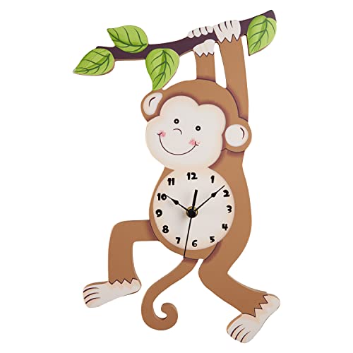 Fantasy Fields Sunny Safari Monkey Wall Clock for Kids with Easy-to-Read Numbers and Silent Movement