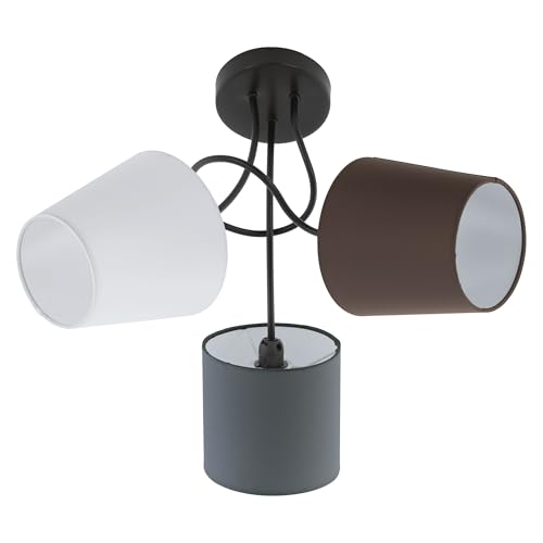 Eglo Ceiling Light Almeida, 3-Flame Textile Ceiling Lamp, Material: Steel
