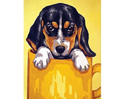 Collection D'Art Tapestry Kit Puppy in Yellow Mug, 100% Cotton, Multi-Colour, 20 x 25 x 0.100 cm