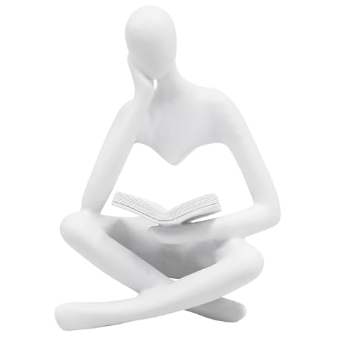 Jinkoozz Reading Women Statue, Thinker Sculptures, Abstract Art Ornament, Modern Aesthetic Figurine Decoration, Suitable for Home Living Room Bedroom Office Shelf Table Desk Bookshelf Decor