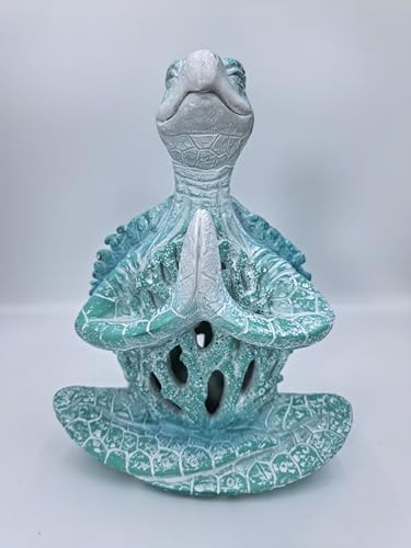 VVGIFTS Sea Turtle Meditation Yoga Decor, Garden Figurine Sea Turtle Meditating Coastal Beach Decorations, Zen Yoga Resin Statue for Home Office Decorations