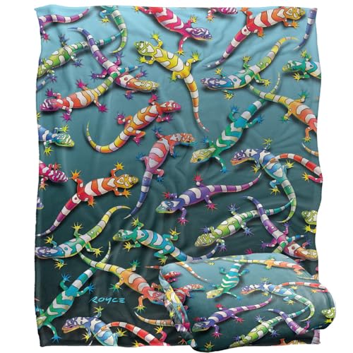 Jq Licensing - Royce Mcclure Rainbow Geckos Pattern Silky Touch Super Soft Throw Blanket 152 X 127 Cm