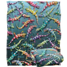Jq Licensing - Royce Mcclure Rainbow Geckos Pattern Silky Touch Super Soft Throw Blanket 152 X 127 Cm
