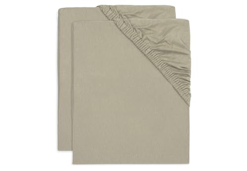 Jollein Jersey Fitted Sheet for Cradles Olive Green Pack of 2 40/50 x 80/90 cm 100% Cotton Fitted Sheet Olive Green