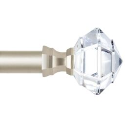 TONIAL Curtain Rods 32 to 58 Inch(2.6-4.8ft), Telescoping Splicing 3/4 Single Rods for Windows Decorative Drapery Rod with Acrylic Diamond Finial, Champagne Gold