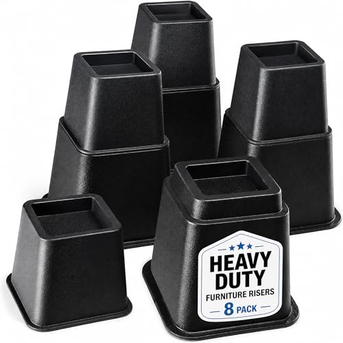 Home-it Adjustable Bed Risers, Set, 8-inch Bed Riser and Bed Lifts