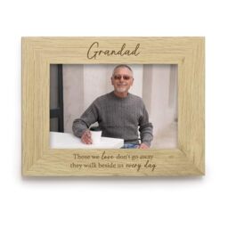 "eBuyGB Grandad Memorial Photo Frame, In Loving Memory Wood Picture Frame, Engraved Remembrance Keepsake, Loved One Sympathy Gift, 4"" x6, Brown"
