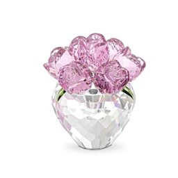 LONGWIN Crystal Rose Flower Figurines Glass Flower Spring Bouquet with Vase Home Decor Collectible Figurines, Romantic Crystal Gifts for Women on Valentines Day, Mothers Day