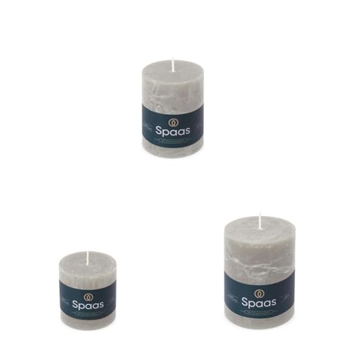Spaas Rustic Pillar Candle 70/70mm (25h), 70/95mm (35h) and 80/110mm (65h), Light Grey