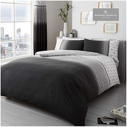 Gaveno Cavailia Urban Ombre Luxurious Bed Set with Duvet Cover and Pillow Cases, Polyester-Cotton, King-Grey