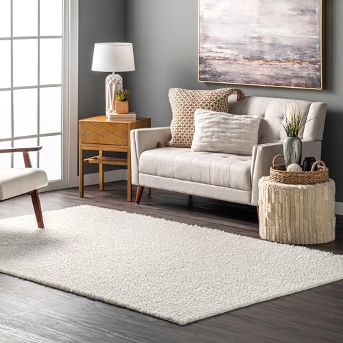 nuLOOM Marlow Machine Washable Soft Shaggy Faux Sheepskin Area Rug, 5' x 8', White