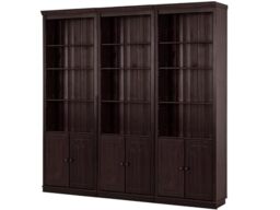 Anita Wall Unit B with 3 Bookcases and 6 Wooden Doors in Havana Lacquer, 222 x 34 x 223 cm (W x D x H)