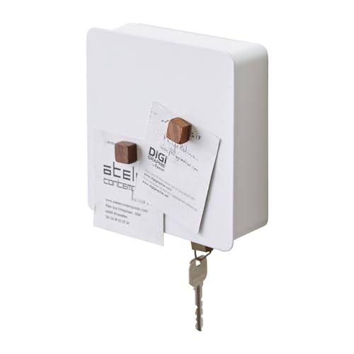YAMAZAKI 4799 TOWER Magnetic Key Box, white, Steel, Minimalist, 15.8 x 5.5 x 15.8 cm