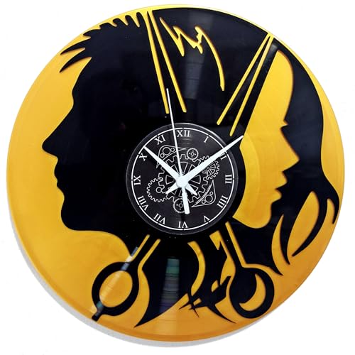 Instant Karma Clocks - Wall Clock - Barber Shop - Hair Salon - Hairdresser Stylist (Black And Gold MM1)
