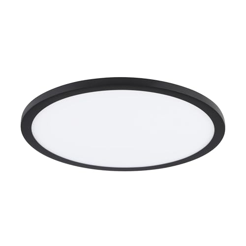 Eglo Recessed spot Light for Ceiling Fueva Flex, Ø 8.9 inches, alumimium LED Downlight with a Plastic Luminous Surface, Flat Spotlight in Black, Shallow Installation Depth 1 inch, Neutral White