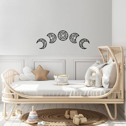 Set of 3 Decorative Metal Wall Accessories, Black, 13 x 13 cm, 100% Metal, 1.5 mm Thick, Stylish Wall Art for Modern Home Decor