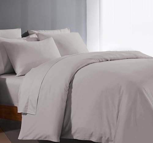 Bluemoon Homes Queen Duvet Cover Series 100% Egyptian Cotton Long Staple Quilt 1 Duvet Cover 2 Pillow Shams Solid Pattern Silky Soft, Breathable Cover Set 3 Piece Set for Comforter(Silver Grey)