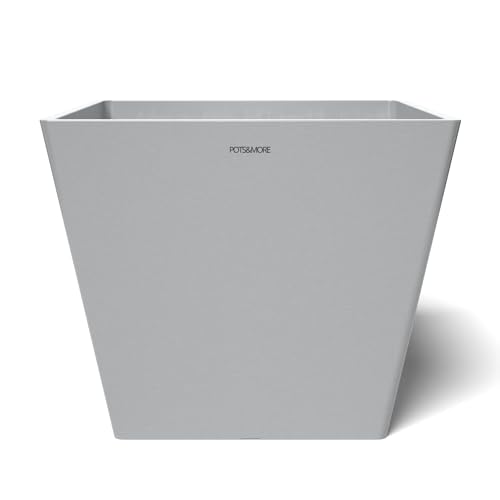 POTS&MORE Prismo 30 Plant Pot (31 cm, Square Shape, Colour Light Grey, Height 25.6 cm, Plastic Planter, for Indoor Plants) VP023002