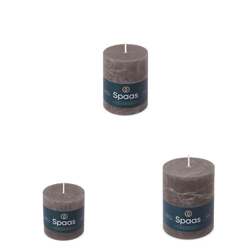 Spaas Rustic Pillar Candle 70/70mm (25h), 70/95mm (35h) and 80/110mm (65h), Dark Grey
