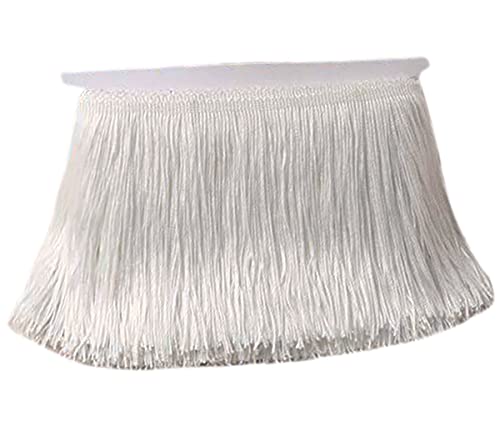 "Lauthen.S 10 Yards of 6"" Chainette Fringe Trim Tassel Sewing Trim for DIY Craft Latin Dress Lamp Shade Decoration White"