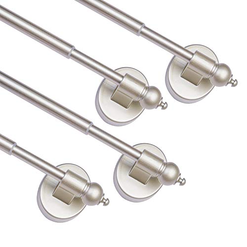 BOOM JOG Magnetic Curtain Rods for Metal Doors???Multi-Use Adjustable Appliance for Windows Iron Steel Places???9-16 Inch???Nickel???4 Pack