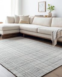 LIVABLISS Kaysa Modern Marble Design Area Rug 160x220 cm – Stylish Accent for Living, Dining, Lounge, Kitchen & Bedroom – Soft Luxurious Medium Pile, Easy Care, Light Grey, Cream, Dark Blue