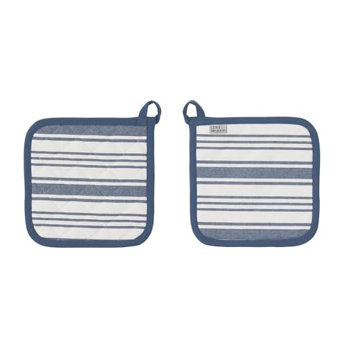 Ulster Weavers - Blue Gingham Pot Mat/Pot Holder (21 x 21cm) - 100% Cotton - Cotton Trivet with Stripes - Striped Blue Pot Mat in Blue - For Hot Pan Mat - Trivets for Hot Pans - Kitchen Accessories