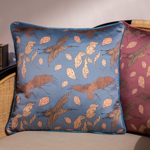 Paoletti Harper Feather Filled Cushion - Twin Pack, Slate Blue, 45 x 45cm
