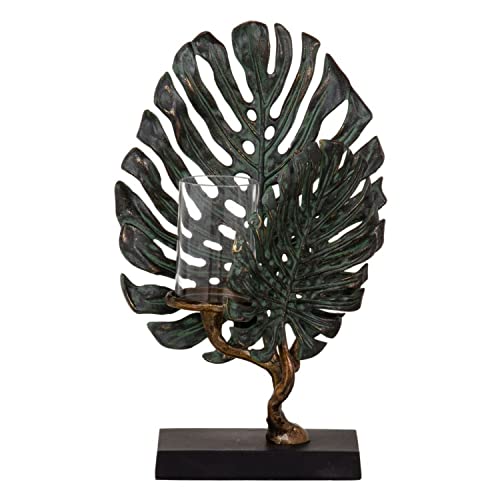 Candle Holder 28 x 10 x 45 cm Glass Metal Copper Green