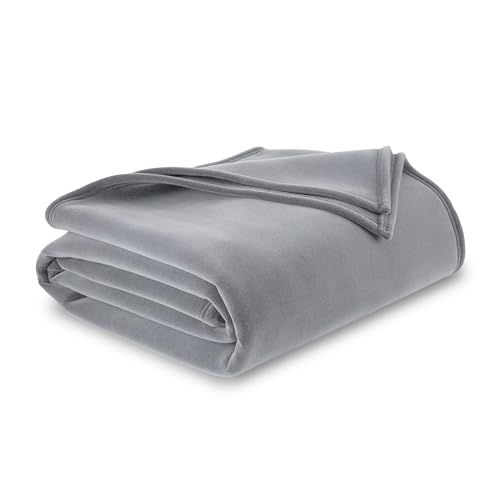 Vellux 1B07055 Original Insulating Core Hotel Style Solid blanket Machine Washable Soft Cozy Warm Thermal Durable Pet Friendly All Seasons Layering Bed Sofa Blankets, Twin, Grey