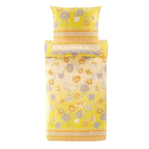 Bassetti POSILLIPO 9327386 Bed Linen + 1 Pillowcase 100% Cotton Satin Yellow Y1 Dimensions: 135 x 200 cm