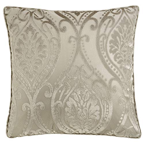 Curtina Luxury Damask Cushion – Cream Velvet – 43x43cm – Natural Ivory Floral Design – Soft Decorative Throw Pillow – Bedroom & Living Room – Filled Cushion with Cover Included