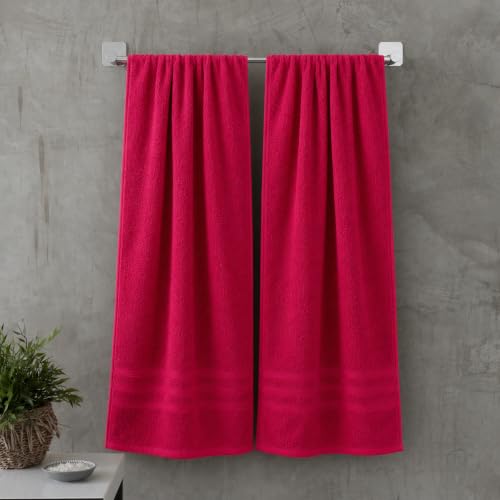 Catherine Lansfield Zero Twist Cotton 90x140cm Bath Sheet Pair Hot Pink