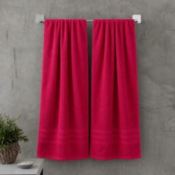 Catherine Lansfield Zero Twist Cotton 90x140cm Bath Sheet Pair Hot Pink