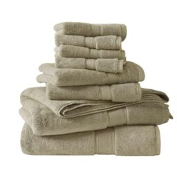 Madison Park Signature 800GSM 100% Cotton Luxurious Bath Towel Set Highly Absorbent, Quick Dry, Hotel & Spa Quality for Bathroom, Multi-Sizes, Beige 8 Piece